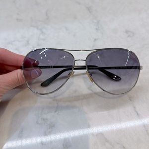 Tom Ford Silver Aviator Sunglasses with Case